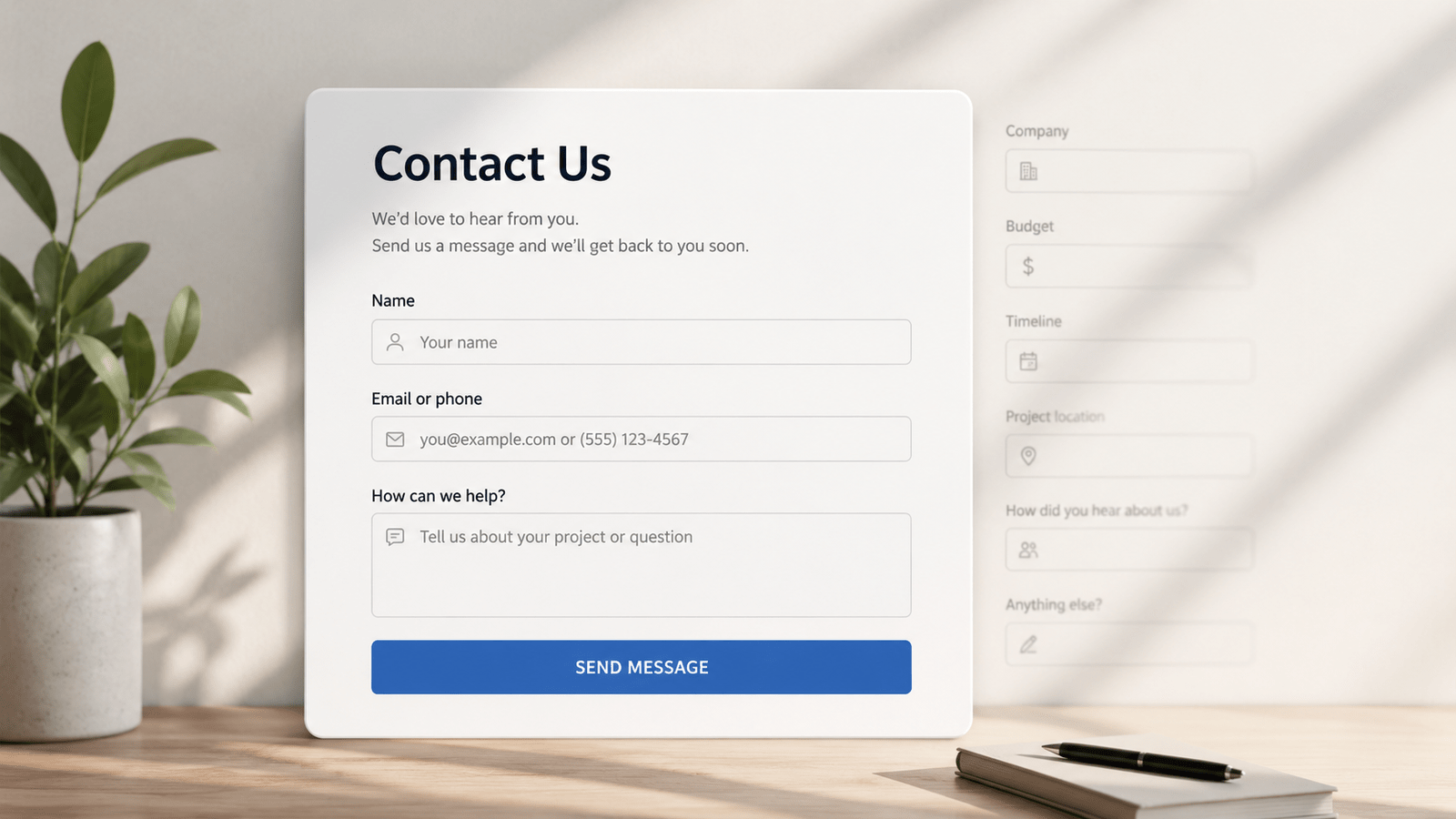 What to put on a contact form for a small business website