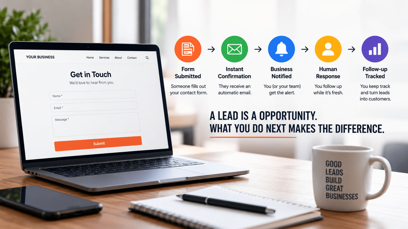 Website lead follow-up process after a contact form submission